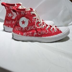 Converse Red and White High-Top Sneakers Size11.... NOT A CHUCK!! LOL....